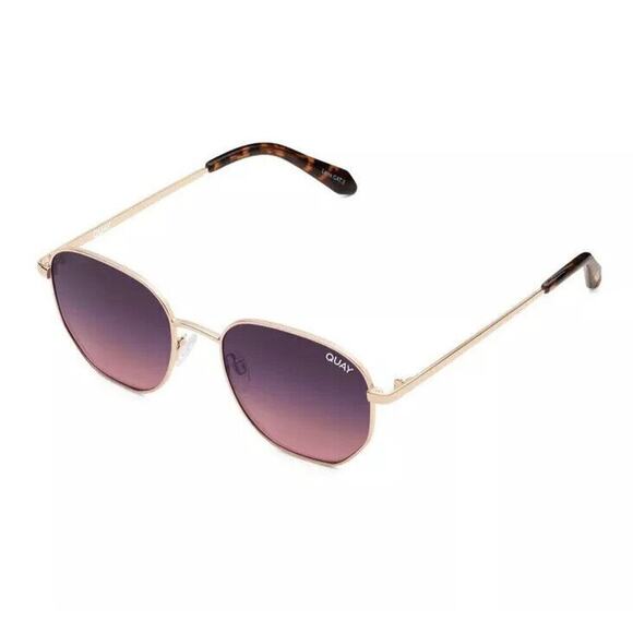 Quay Australia Big Time Round Sunglasses Rose Navy Peach main image 7